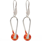 Nice Yksinkertainen tyyli 10mm Round Orange Air - slake Akaatti Dangle korvakorut Fish Hook