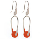 Nice Enkel stil 10mm runde Orange Air - Slåke Agate Dangle øredobber med fiskekroker