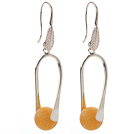 Wholesale Nice Simple Style 10mm Round Yellow Air-Slake Agate Dangle Earrings With Fish Hook