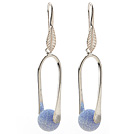 Wholesale Fashion Simple Style 10mm Round Blue Air-Slake Agate Dangle Earrings With Fish Hook