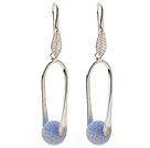 Fashion Style simple 10mm ronds bleus Air étancher agate Pendants d'oreilles avec Hameçon