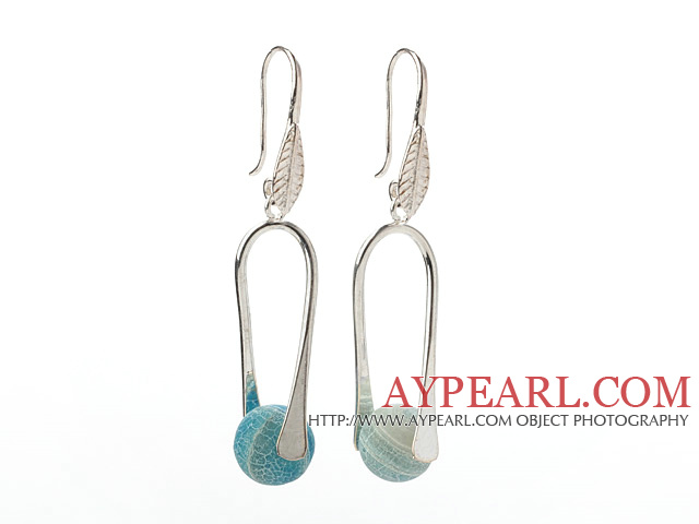 Fashion Style Απλή 10mm Πολύπλευρη Air - σβήνω Agate θαυμαστής σκουλαρίκια με Hook Fish