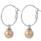 Mode 10mm Gelb Seashell Perlen Ohrringe Mit großer Band Earwires
