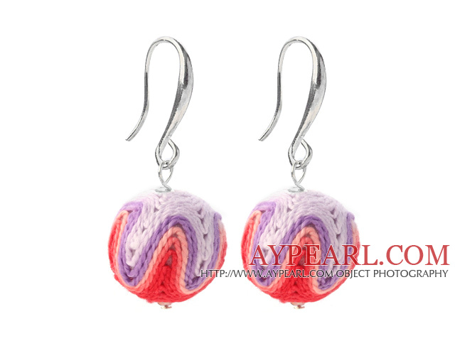 Fashion Style Simple Multi Color 16mm boule de laine des boucles d'oreille avec Hameçon