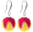 Fashion Simple Style 16mm Red Pink Yellow Wool Ball Dangle Earrings With Fish Hook