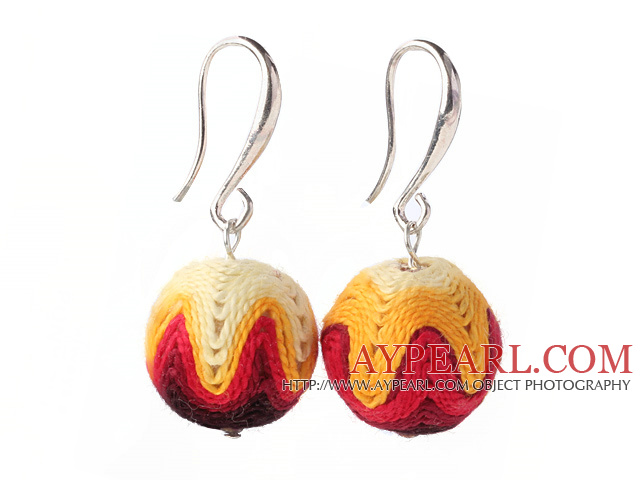 Nice Simple Style 16mm Multi Color Wool Ball Dangle Earrings With Fish Hook