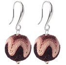 Nice Simple Style 16mm White And Brown Wool Ball Dangle Earrings With Fish Hook