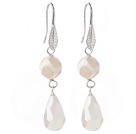Belle air rond - Slake Agate et blanc à facettes en forme de goutte boucles d'oreille opale cristal balancent