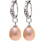 Nice Simple Style 8-9mm Natural Pink Freshwater Pearl Earrings With 925 Sterling Silver Ear Hoops