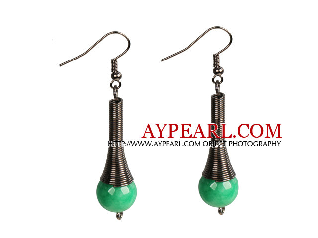 Vintage Style Simple Malaysian Jade Dangle Earrings