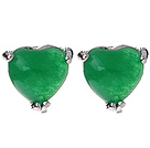 Υπέροχο 8mm σχήμα καρδιάς Ένθετος Πράσινη Μαλαισίας Jade σκουλαρίκια καρφιά