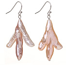 Fashion Natural Pink Blister Freshwater Pearl Drop Earrings With Fish Hook