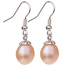 Beau naturel 10 - 11mm rose perle d'eau douce et de couleur argent Boucles d'oreilles Charme Avec Hameçon