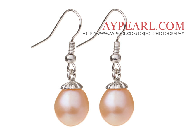 Lovely Natural 10 - 11mm roz de apă dulce Pearl și argint de culoare Charm Cercei Arunca cu cârlig de pește