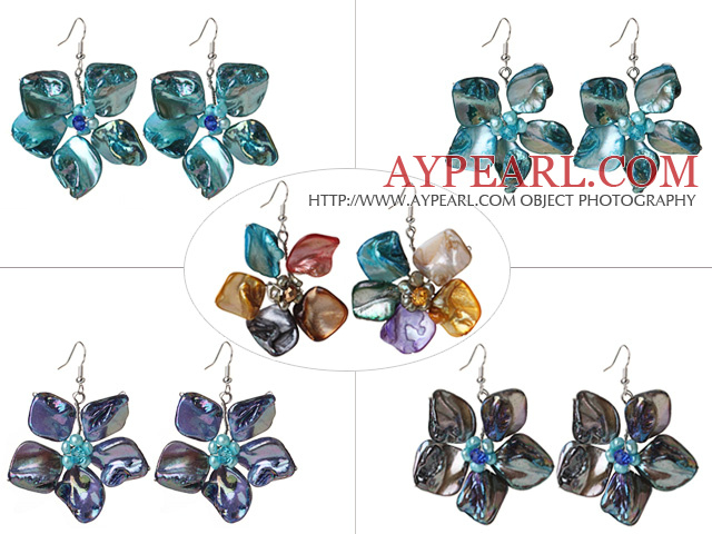 Neu Summer Design Schöne 5 Paar Perlen-Shell- Blumen-Ohrringe mit Fisch-Haken