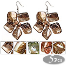2014 Newly Summer Design Lovely 5 Pairs Pearl Shell Flower Dangle Earrings