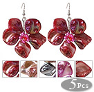 Wholesale Newly Summer Design Cute 5 Pairs Pearl Shell Flower Earrings with Fish Hook