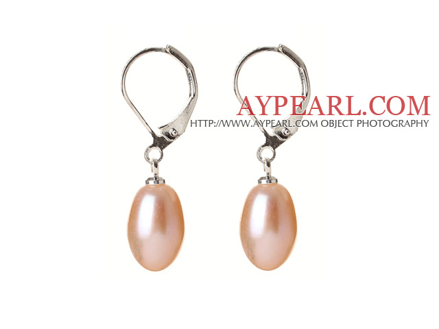 Elegant Natural Drop Shape Pink ferskvannsperle øredobber med spaken bakover Hook