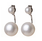Populaires nouvelle conception ronde naturelles perles blanches Boucles d'oreilles Puces