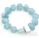 Natural Incidence Angle Aquamarine Stretch Bracelet with Thailand Sterling Silver Accessory