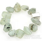 Natural Incidence Angle Prehnite Stretch Bracelet with Thailand Sterling Silver Accessory