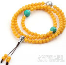 Imitation Amber Prayer Bracelet with Faceted Turquoise and Sterling Silver Accessory ( Rosary Bracelet can also be necklace)