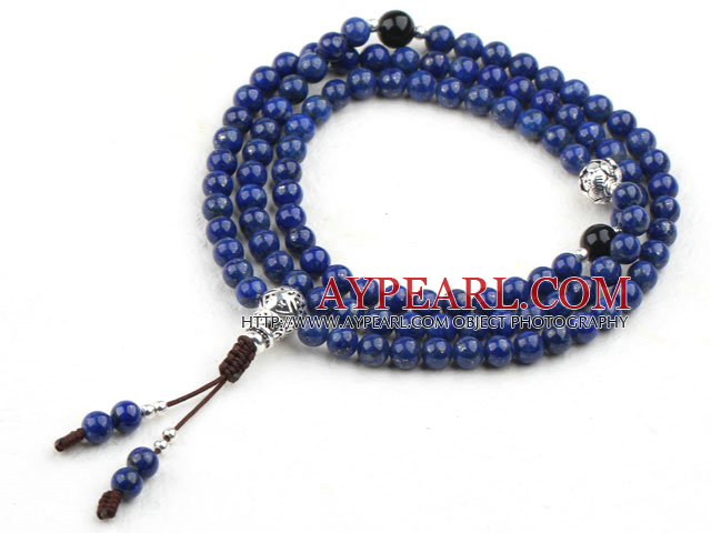 Lapis naturelles prière / bracelet chapelet avec accessoires en argent sterling (peut aussi être un collier)