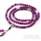 Natural Purple Akaatti Rukous / Rosary Rannekoru Sterling Silver Tarvikkeet (voi olla myös kaulakoru)