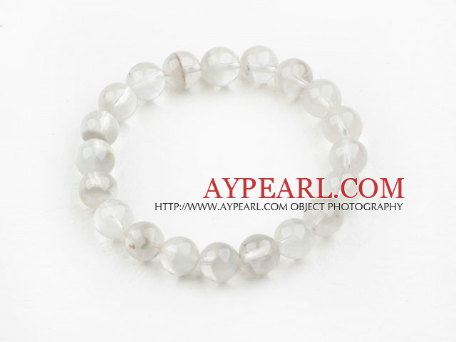 11.5mm Round White Phantom Beaded Elastic Bangle Bracelet