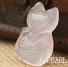 Rose Quartz Fox Shape Animal Pendant ( No Chain )