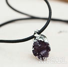 Amethyst Geode Pendant Necklace with Silver Plated Loster Clasp