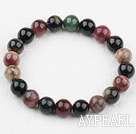 8-8,5 mm mørk farge Round Tourmaline Beaded Elastic Bangle Bracelet