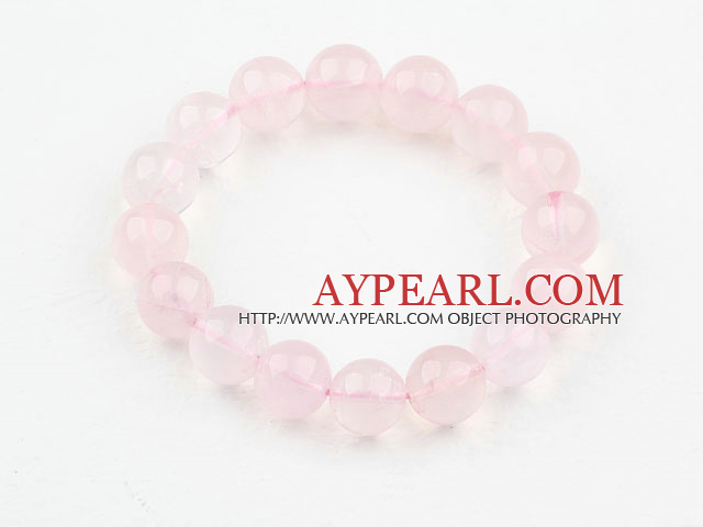Ronde 12mm A Niveau de qualité supérieur Rose Quartz Bracelet en perles bracelet élastique