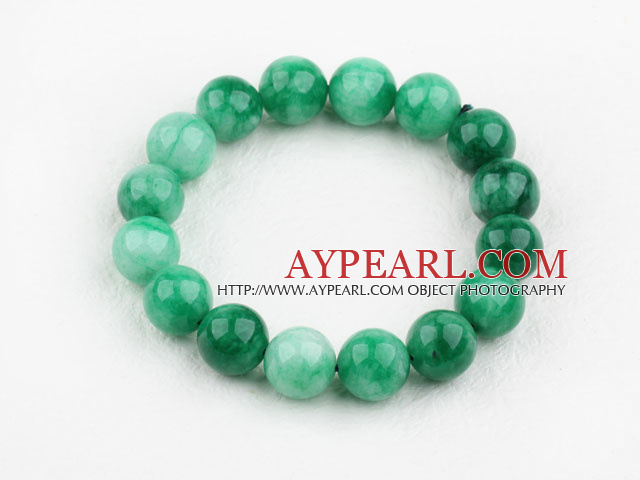 12mm Round natürliche Malaysia Jade Elastic Armreif