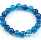10mm transparente runde blaue Achat Perlen elastischen Armreif