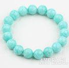 Light Green Color Amazonite Beaded Elastic Bangle Bracelet