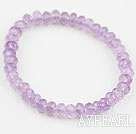 Natural Faceted Abacus Shape Amethyst Elastic Bangle Bracelet