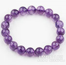 10mm runde Natural Amethyst Beaded Elastic Bangle Bracelet