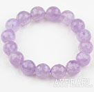 8mm Faceted Natural Amethyst Beaded Elastic Bangle Bracelet