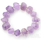 Naturlig infallsvinkeln Shape Amethyst Elastic Bangle Armband