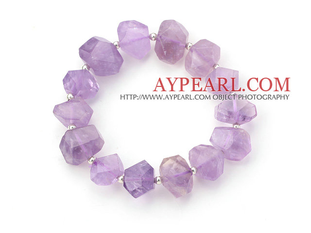 Natürliche Einfallswinkel Form Amethyst Elastic Armreif