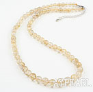 A Grade Natural Golden Rutilated Quartz Necklace with Sterling Silver Clasp