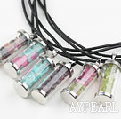 Multi Color Natural Stone Chips Wishing Bottle Pendant Necklace(For 1 Piece)