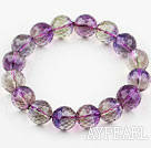 12mm Ametrine natural Faceted margele brăţară brăţară elastică