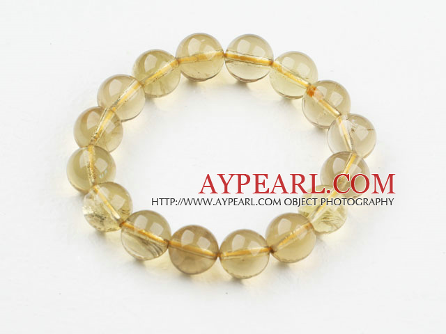 12mm Quartz naturel de citron perles Bracelet élastique