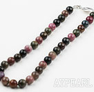 Wholesale 12mm Round Tourmaline Beaded Necklace