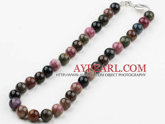 12mm Round Tourmaline Beaded Necklace