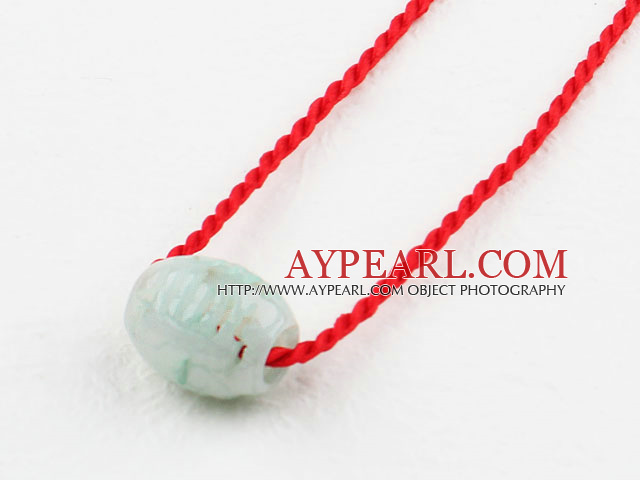 Simple Style Jade Lucky Buckle Pendant Necklace with Red Cord