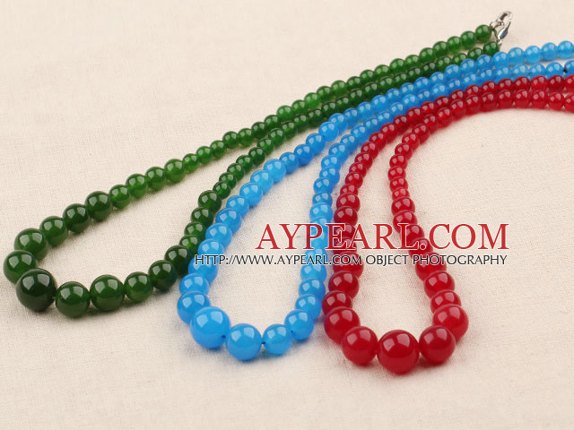 Natural Candy Color Chalcedony Graduated Beaded Necklace( The price is for 1 piece necklace )