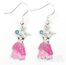 Fashion Style Pink Dress Shape Charm Earrings